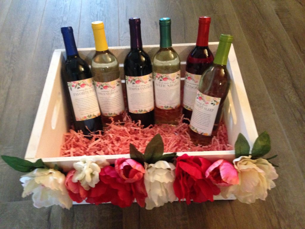 Mommy Milestone Custom Wine Label Basket